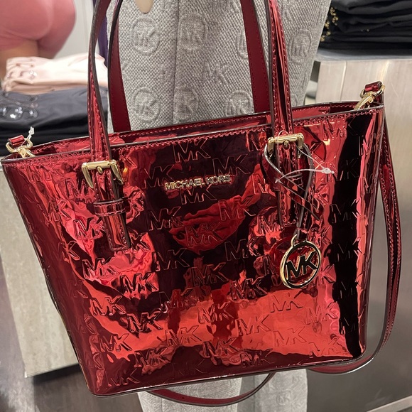 MICHAEL KORS Jet Set Extra-Sm Metallic Logo Debossed Convertible TZ Tote
Cherry - Picture 12 of 16
